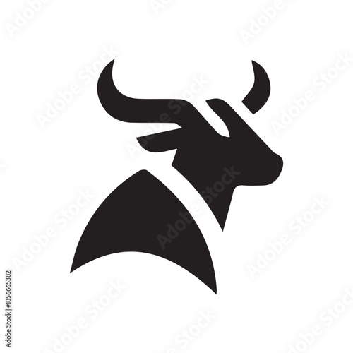 Abstract black bull head and horns logo icon design