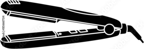 Hair straightener solid icon. An electrical device for ironing hair. Vector black silhouette. with white background
