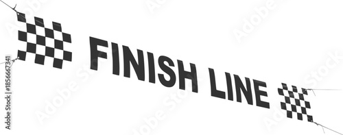 Black and white finish line banner for a race marking the end of the competition
