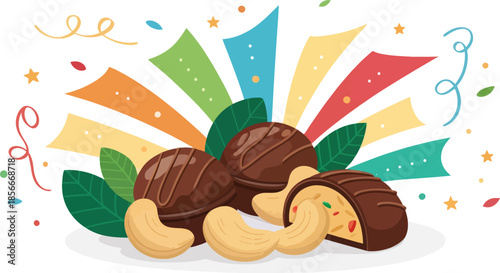 National Chocolate Covered Cashews Day Illustration