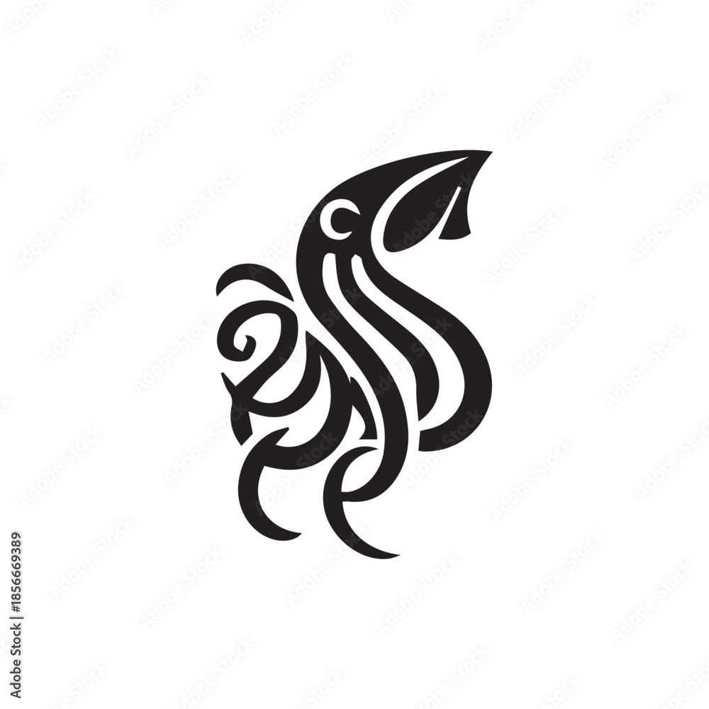 Naklejka premium Abstract Celtic style squid or kraken tattoo design