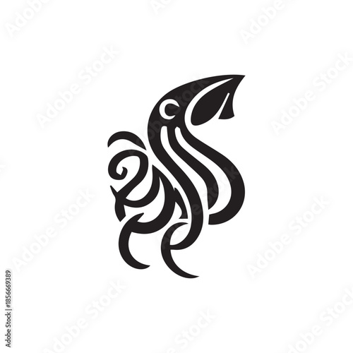 Abstract Celtic style squid or kraken tattoo design