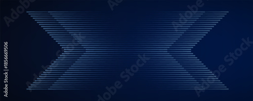 Dark blue abstract background with glowing arrow lines. Modern shiny blue geometric lines design. Technology futuristic concept. Horizontal banner template. Suit for cover, header, poster, banner