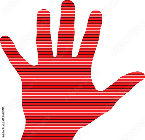 Modern Red Striped Hand Silhouette Vector Graphic isolated PNG with Transparent Background