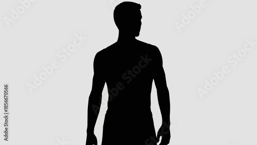 Silhouette of a man looking to the side.