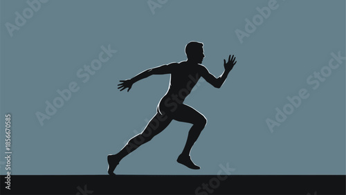 Silhouette of a man running fast in a dynamic pose.