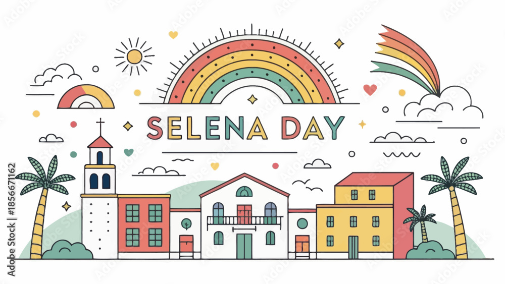 Fototapeta premium Selena Day Colorful Vibrant Vector Illustration