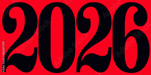 Bold 2026 typography on red background for futuristic designs