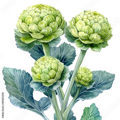 watercolor graphic of Gunnera Flower, isolated on a white background.