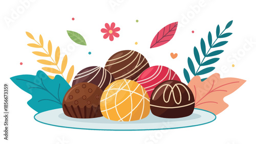 Vibrant Colorful Truffles Vector Illustration