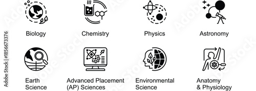 Science Subjects In Learning At School banner web icon vector illustration
