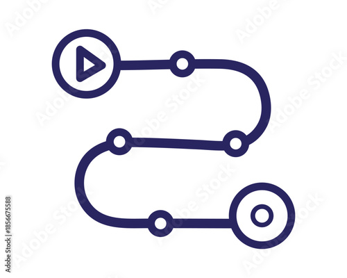 Process Flow Path Icon – Workflow, Timeline, Navigation and Business Process Line Symbol