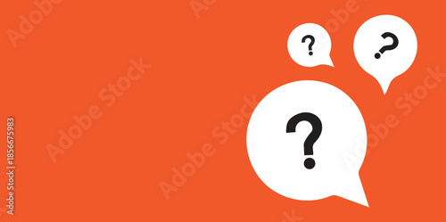 Question Mark Chat Bubbles on Orange Background – FAQ, Help, Support and Customer Service Communication Concept