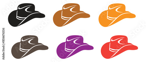 Baseball Cap Icons Set – Colorful Sports Hat Flat Vector Symbols