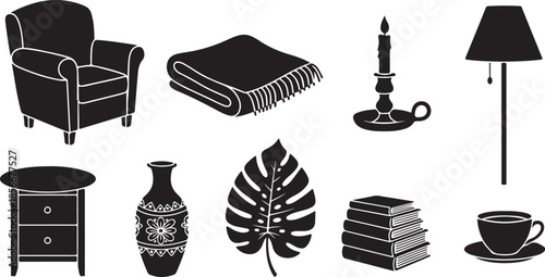 Cozy home interior with furniture and decor items illustration