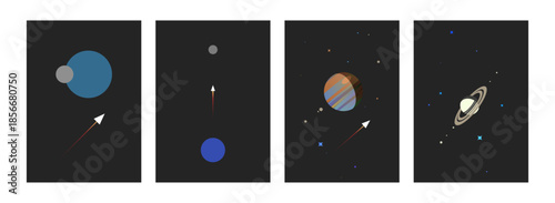 Set of space posters vector illustration