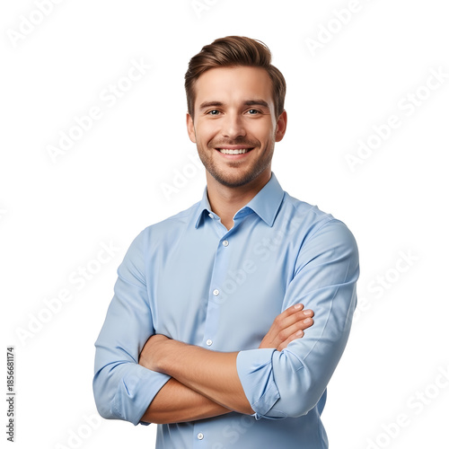 Confident young professional standing with arms crossed