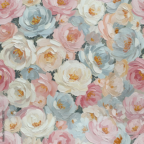 Hand Painted Pastel Floral Seamless Pattern