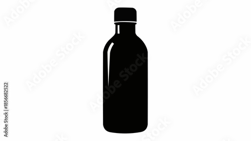 Black silhouette of a glass bottle with a cap.