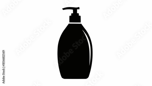 Black silhouette of a pump bottle dispenser for soap or lotion.