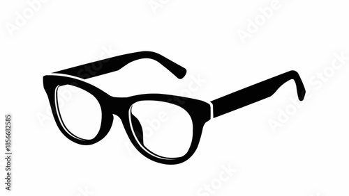 Black framed eyeglasses isolated on white background.