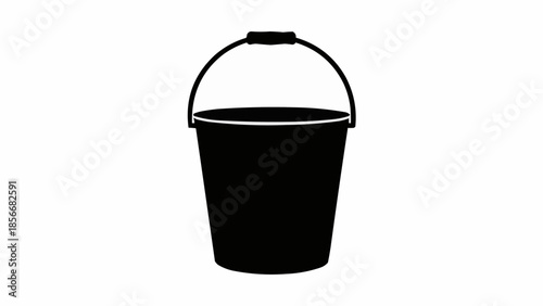 Black silhouette of a simple bucket with a handle.