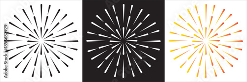 Fireworks Icon Set Minimal Burst Design Collection of  showing abstract burst shapes, suitable for celebration, holiday, and festive graphic design projects.EPS10/AI.