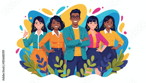 Diverse business team smiling professional growth unity and confident success