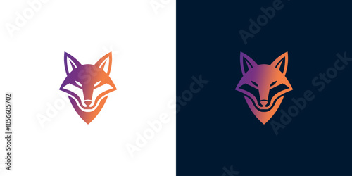 Modern abstract fox head logo design with a vibrant gradient, perfect for digital brands, technology companies, or esports teams seeking a clever and agile identity