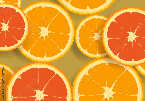 Sliced oranges pattern vector background. Design for pattern fills, web page, textures, wallpaper, fabric and textile.