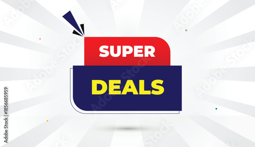 super deals editable eps format web banner vector art illustration template design red gradient deep blue shapes yellow bold font white gray gradient abstract illustration sunshine business background