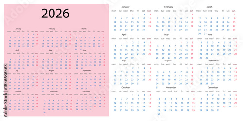 calendar template clipart set. 12 months calendar in minimal lay out clip art collection with days and weekly schedule monthly pages design vector