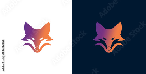Gradient Fox Logo Design - Minimalist Animal Icon with Abstract Artistic Flair