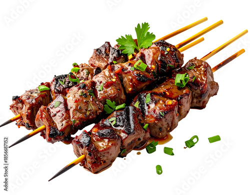 Delicious Grilled Beef Skewers with Herbs and Spices.
