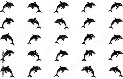 Dolphin fish animal silhouette. Good use for symbol, logo, mascot, web icon, sticker design, sign, or any design you want. Easy to use.