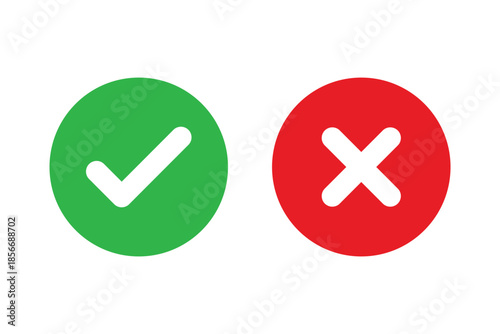 check mark icon button set. check box icon with right and wrong buttons and yes or no checkmark icons vector.