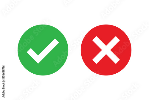 check mark icon button set. check box icon with right and wrong buttons and yes or no checkmark icons vector.
