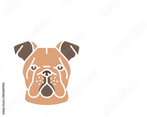 bulldog black line icon for digital and print projects. Dog breed.
