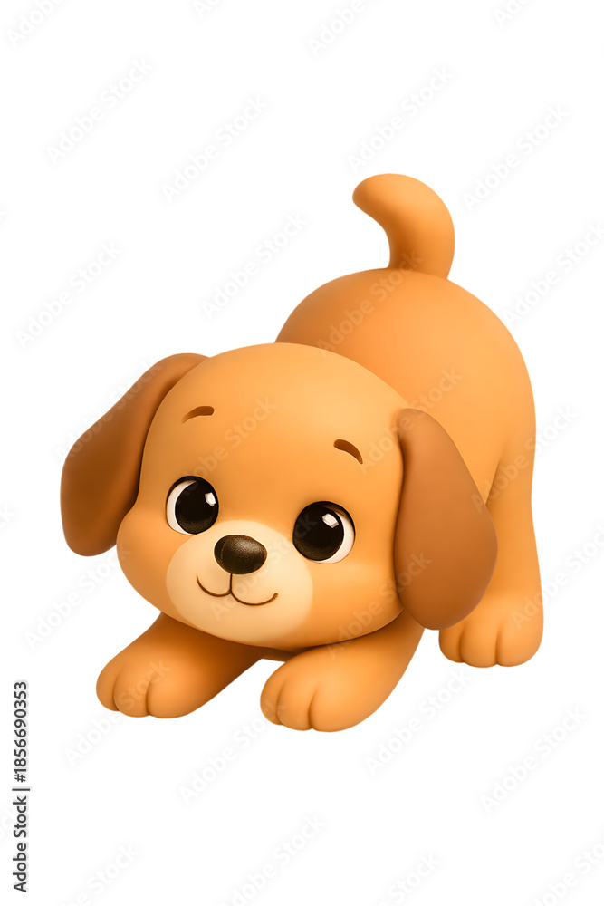 Fototapeta premium A playful and adorable brown puppy in a cheerful pose, ready for fun and games isolated on transparent background