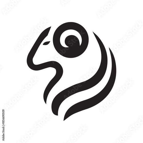 Minimalist Black Ram Head Profile Logo Design