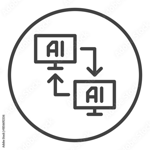 AI Computers vector Artificial Intelligence Online Data thin line round icon or symbol