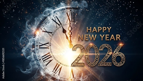 Happy new year 2016 clockwork celebration
