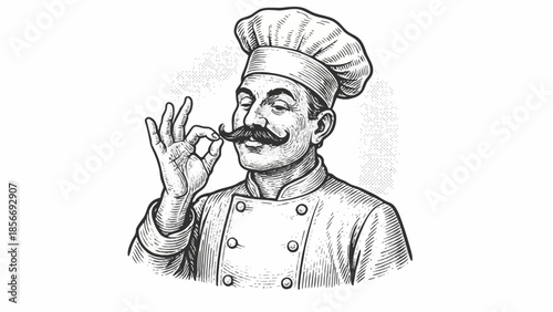 Chef Demonstrating Culinary Skills in a Kitchen Illustration with Creative Flair