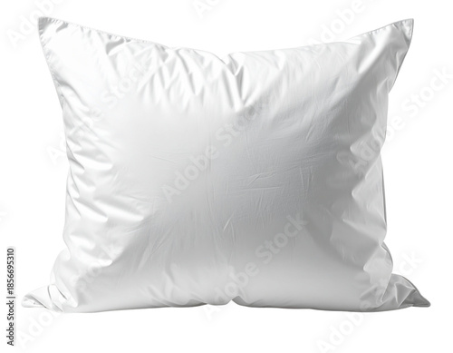 A Plain White Pillow on a White Background.