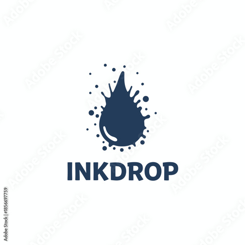 Creative liquid ink splash drop icon for digital printing service or artistic studio brand identity professional logotype named INKDROP.