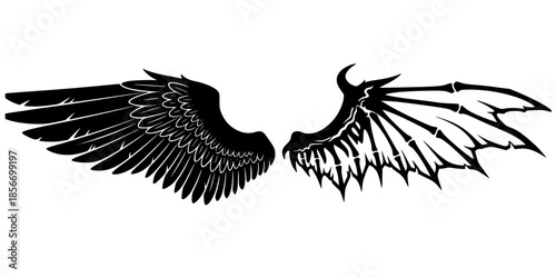 Angel Devil Wings Life and Death Vector Silhouette