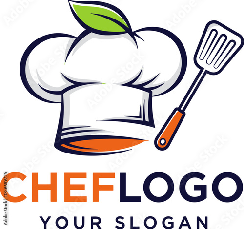 Chef logo design, culinary branding, organic cooking symbol, professional kitchen icon, restaurant identity, food business logo, healthy cuisine, chef hat illustration, spatula graphic