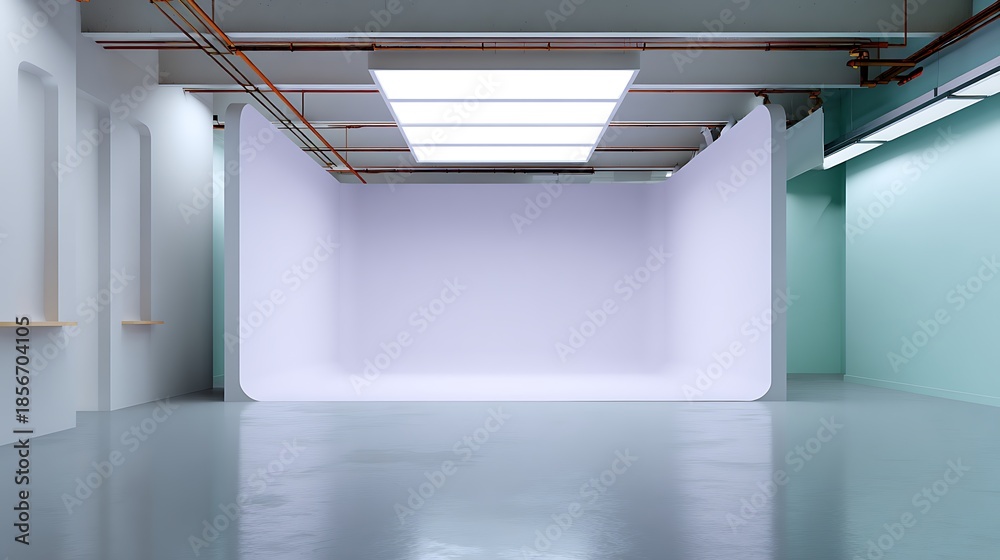 Fototapeta premium Minimalist studio space for creative projects urban setting photography environment bright lighting