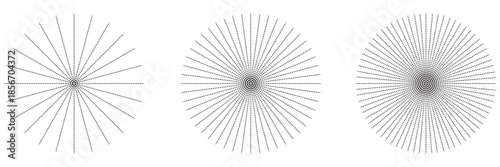 Abstract radial line pattern progression. Minimalist abstract illustration showing radial line patterns evolving in density, symbolizing motion, focus, geometry, and visual rhythm . 