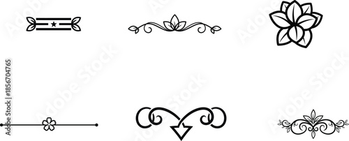 set of vintage floral decorative ornamental design elements